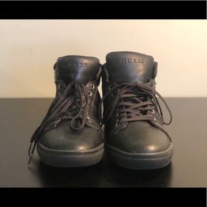 Guess Leather Mid Top Black Sneakers Size 12M